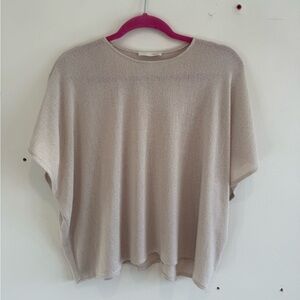 Zara Light Beige Short Sleeve Knit Top